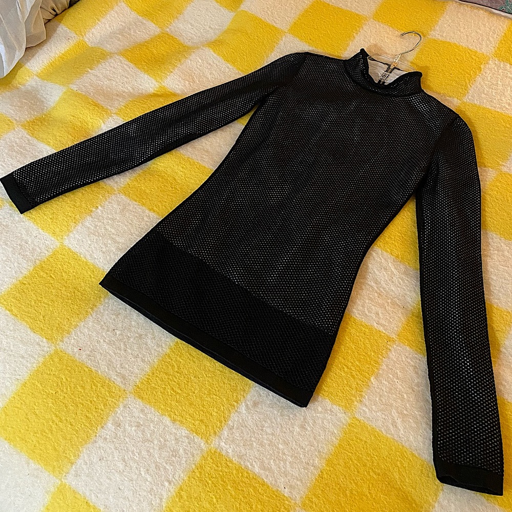 Loewe mock neck double-layered mesh top